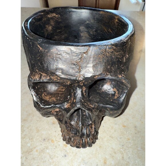 NWT Place & Time Scull Halloween Decorative Gothic Bowl/ Planter Flower Pot - Picture 1 of 11